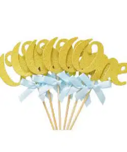 One Gold/Blue cupcake prikkers 6 stuks