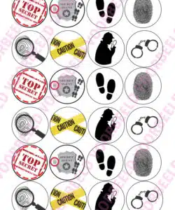 Eetbare Cupcakeprint Detective - 24 cupcake rondjes