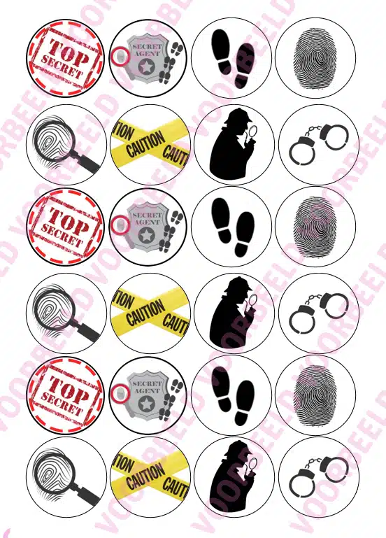 Eetbare cupcakeprint detective - 24 cupcake rondjes bij cake, bake & love 5 Eetbare cupcakeprint detective - 24 cupcake rondjes