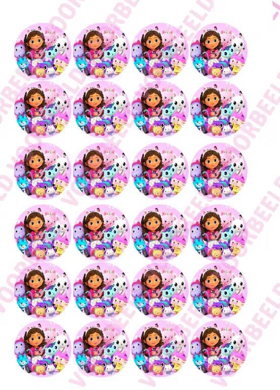 Eetbare cupcakeprint gabby's dollhouse - 24 cupcake rondjes bij cake, bake & love 5 Eetbare cupcakeprint gabby's dollhouse - 24 cupcake rondjes