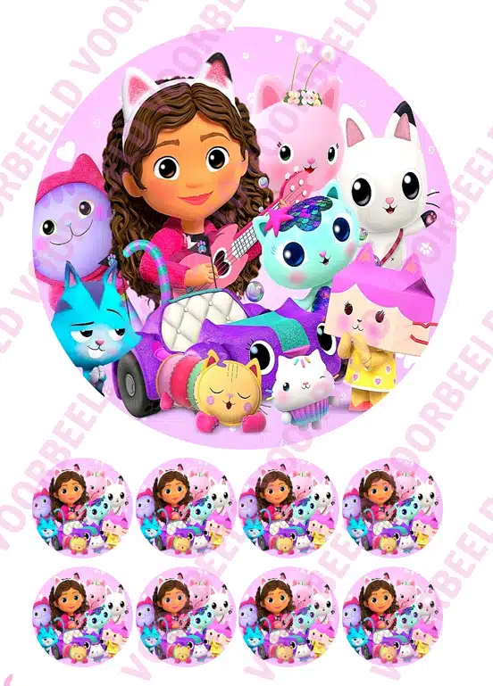 Eetbare taartprint gabby's dollhouse - 18 cm rond + 8 cupcake rondjes bij cake, bake & love 5 Eetbare taartprint gabby's dollhouse - 18 cm rond + 8 cupcake rondjes