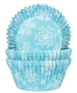 House of Marie Baking Cups Sneeuwkristal Blauw pk/50