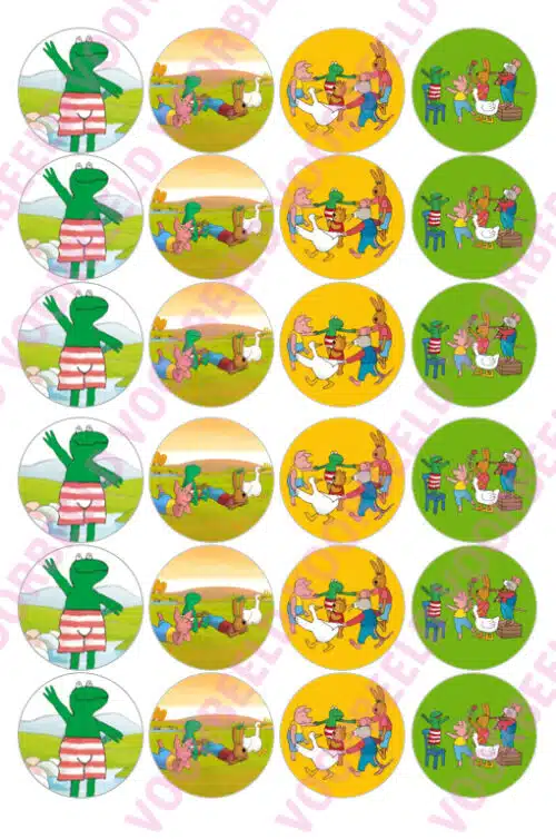 Eetbare cupcakeprint kikker - 24 cupcake rondjes