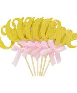 One Gold/Pink cupcake prikkers 6 stuks