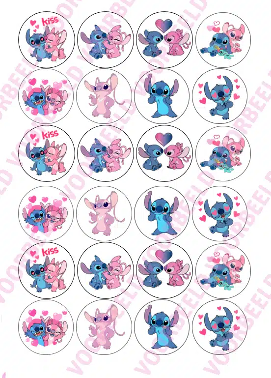 Eetbare cupcakeprint stitch & angel - 24 cupcake rondjes bij cake, bake & love 5 Eetbare cupcakeprint stitch & angel - 24 cupcake rondjes