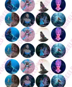 Eetbare Cupcakeprint The Little Mermaid Movie - 24 cupcake rondjes