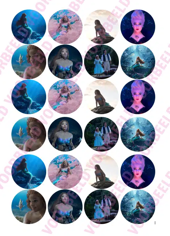 Eetbare cupcakeprint the little mermaid movie - 24 cupcake rondjes bij cake, bake & love 5 Eetbare cupcakeprint the little mermaid movie - 24 cupcake rondjes