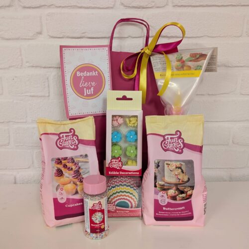 Juf of meester cadeautje - flower cupcakes pakket