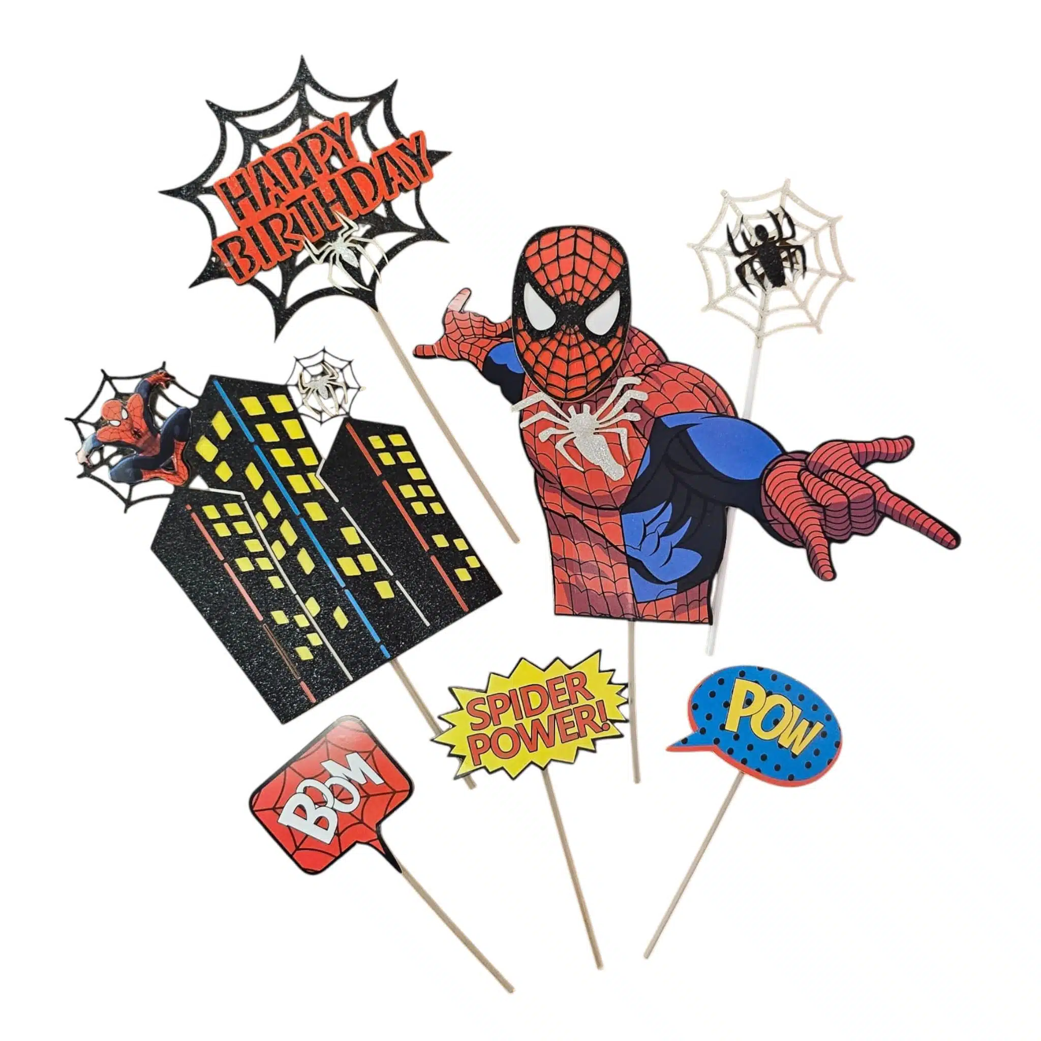 Spiderman taarttopper set 7 bij cake, bake & love 5 Spiderman taarttopper set 7