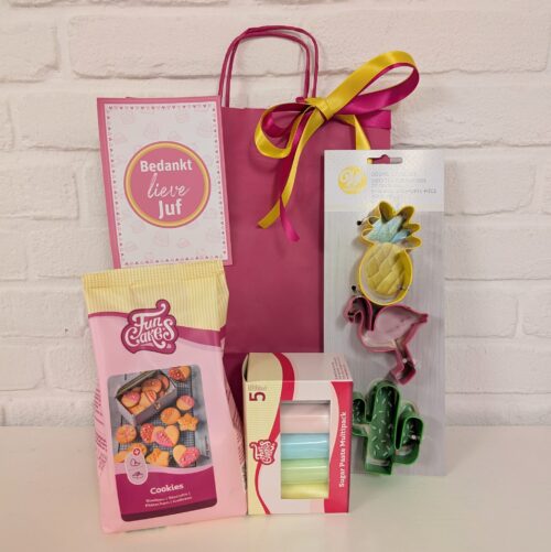 Juf of meester cadeautje -  koekjes pakket tropical met fondant