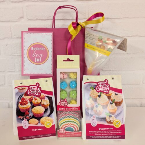 Juf of meester cadeautje - glutenvrij flower cupcakes pakket