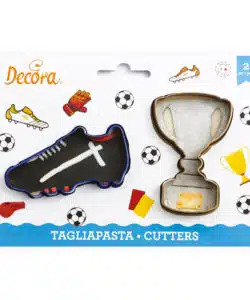 Koekjesuitsteker set Voetbalschoen en Trophy