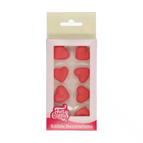 Funcakes suikerdecoratie hart rood set/8