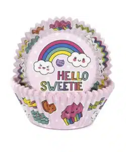 House of Marie Baking Cups Hello Sweetie Pink pk/50