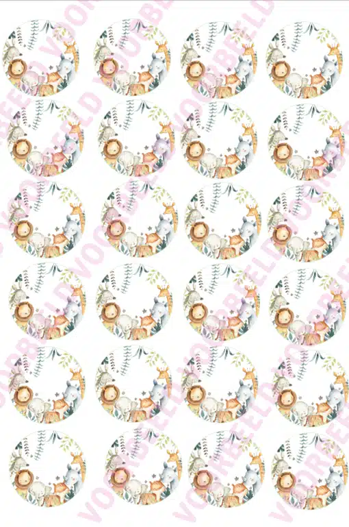 Eetbare cupcakeprint cute jungle - 24 cupcake rondjes bij cake, bake & love 5 Eetbare cupcakeprint cute jungle - 24 cupcake rondjes