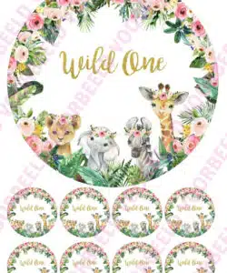 Eetbare Taartprint Wild One - 18 cm rond + 8 cupcake rondjes