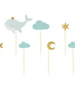 PartyDeco Cupcake Toppers - Walvis pk/7