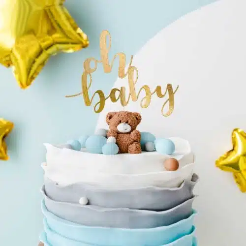 Partydeco cake topper oh baby - goud - afbeelding 2
