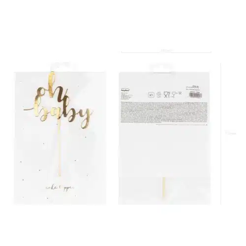 Partydeco cake topper oh baby - goud - afbeelding 3