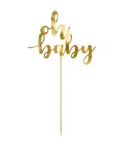 PartyDeco Cake Topper Oh Baby - Goud