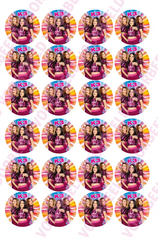 Eetbare cupcakeprint k3 2023 - 24 cupcake rondjes bij cake, bake & love 5 Eetbare cupcakeprint k3 2023 - 24 cupcake rondjes
