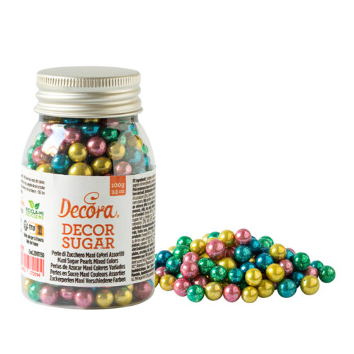 Decora maxi sugar pearls mixed metallic colors 100 gram bij cake, bake & love 5