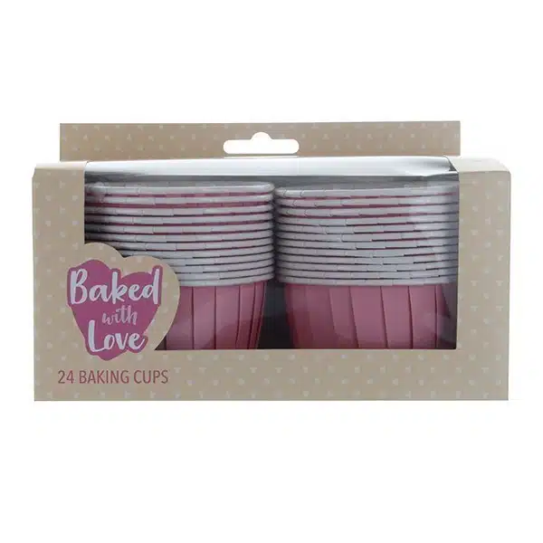 Baked with love baking cups pink 24 stuks bij cake, bake & love 5 Baked with love baking cups pink 24 stuks