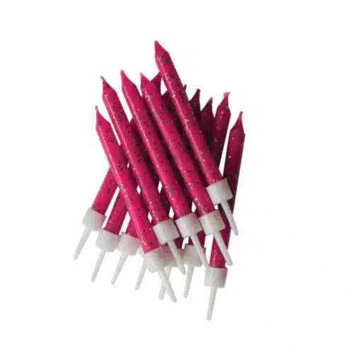 Anniversary house fuchsia glitter candles pk/12