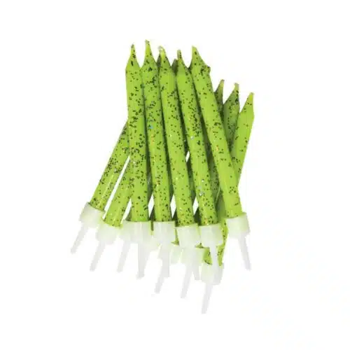 Anniversary house lime glitter candles pk/14