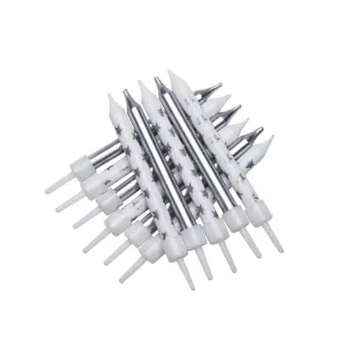Anniversary house metalic silver star mix silver pk/12