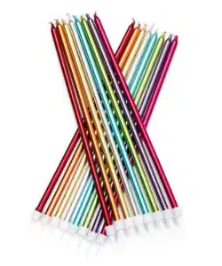 Anniversary House Extra Tall Candles Rainbow Metallic Candles pk/16