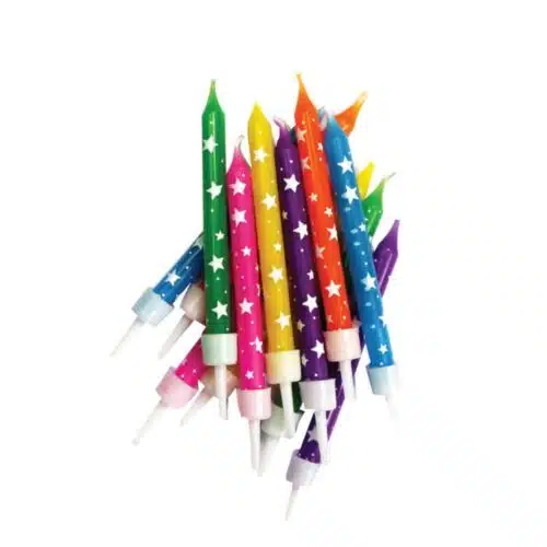 Anniversary house stars candles multi-coloured pk/12