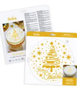 Decora stencil merry christmas tree & stars ø 25 cm bij cake, bake & love 10