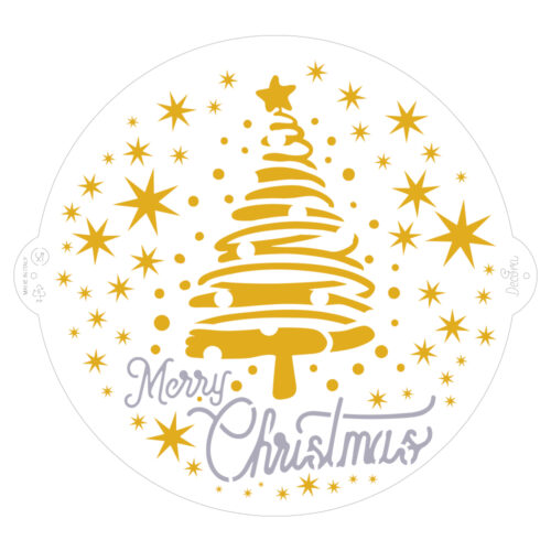Decora stencil merry christmas tree & stars ø 25 cm bij cake, bake & love 5