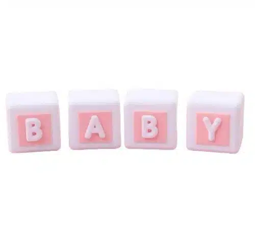 Caketopper babyblokjes roze