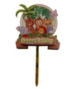 Caketopper Happy Birthday Jungle Diertjes