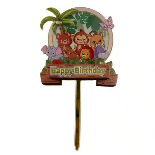 Caketopper happy birthday jungle diertjes