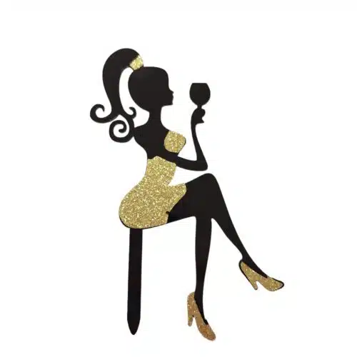 Caketopper girl gold glitter