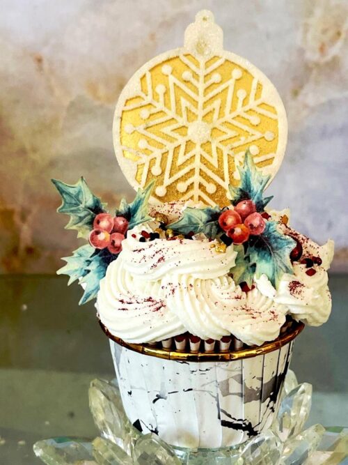 Crystal candy edible decorations - 2d christmas ball gold bij cake, bake & love 5