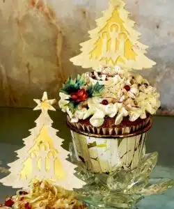 Crystal Candy Edible Decorations - 2D Christmas Tree Gold Backing