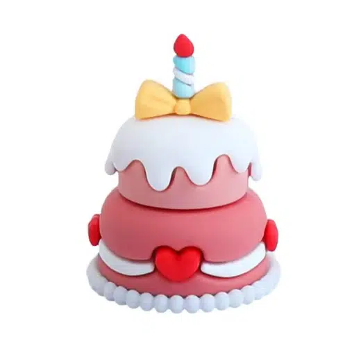 Caketopper plastic taartje roze bij cake, bake & love 5 Caketopper plastic taartje roze