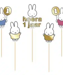 Taartdecoratie Nijntje First Birthday 5 stuks