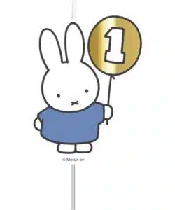 Kaars cijfer ’1’ Nijntje first birthday blauw