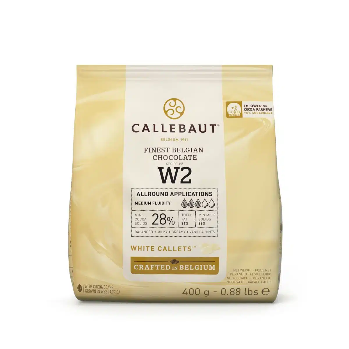 Callebaut chocolade callets -wit- 400g bij cake, bake & love 5 Callebaut chocolade callets -wit- 400g