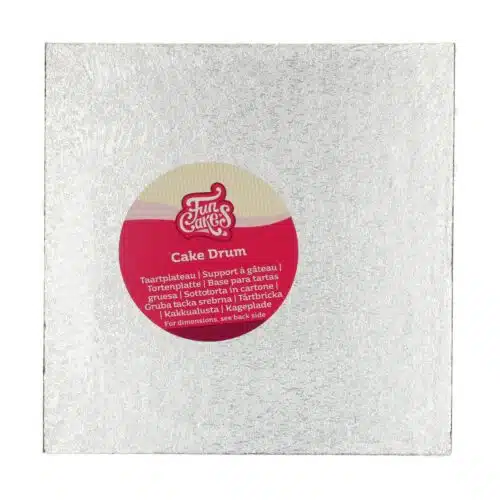 Funcakes cake drum vierkant 22,5 cm- zilver