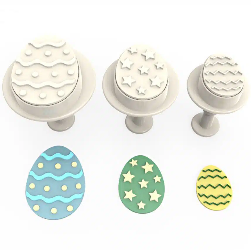 Easter egg big size plunger cutter set 3 bij cake, bake & love 5 Easter egg big size plunger cutter set 3
