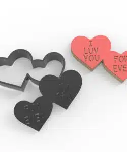 Cookie Cutter & Impression Hearts I Luv You Forever