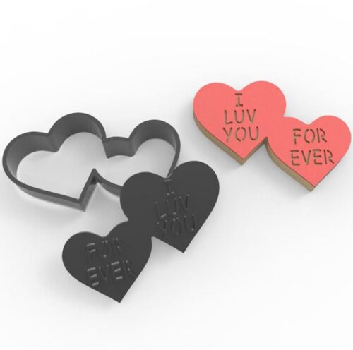 Cookie cutter & impression hearts i luv you forever bij cake, bake & love 5