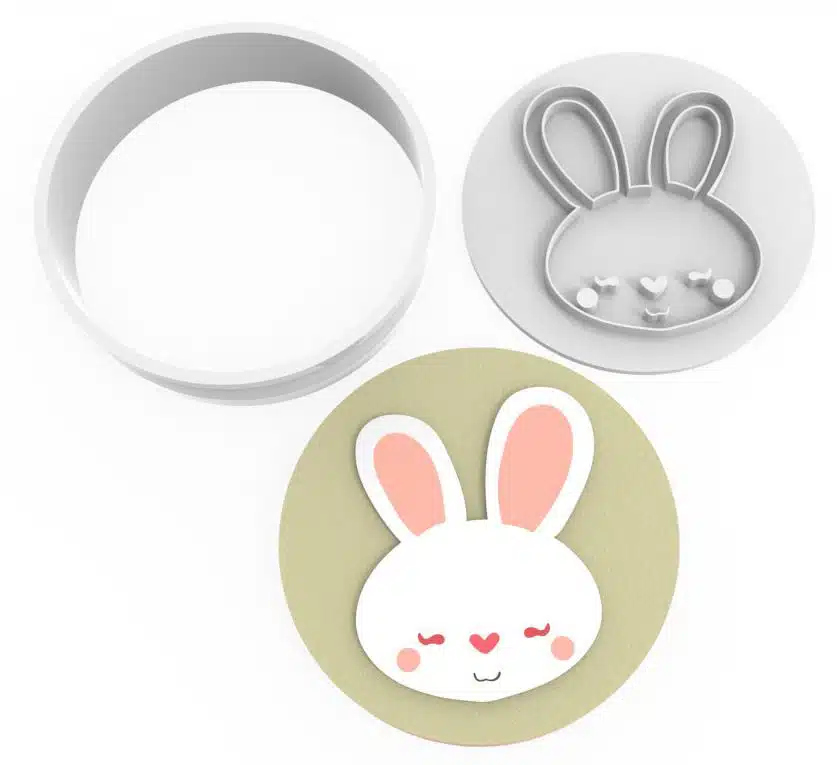 Cookie cutter & impression bunny head bij cake, bake & love 5 Cookie cutter & impression bunny head