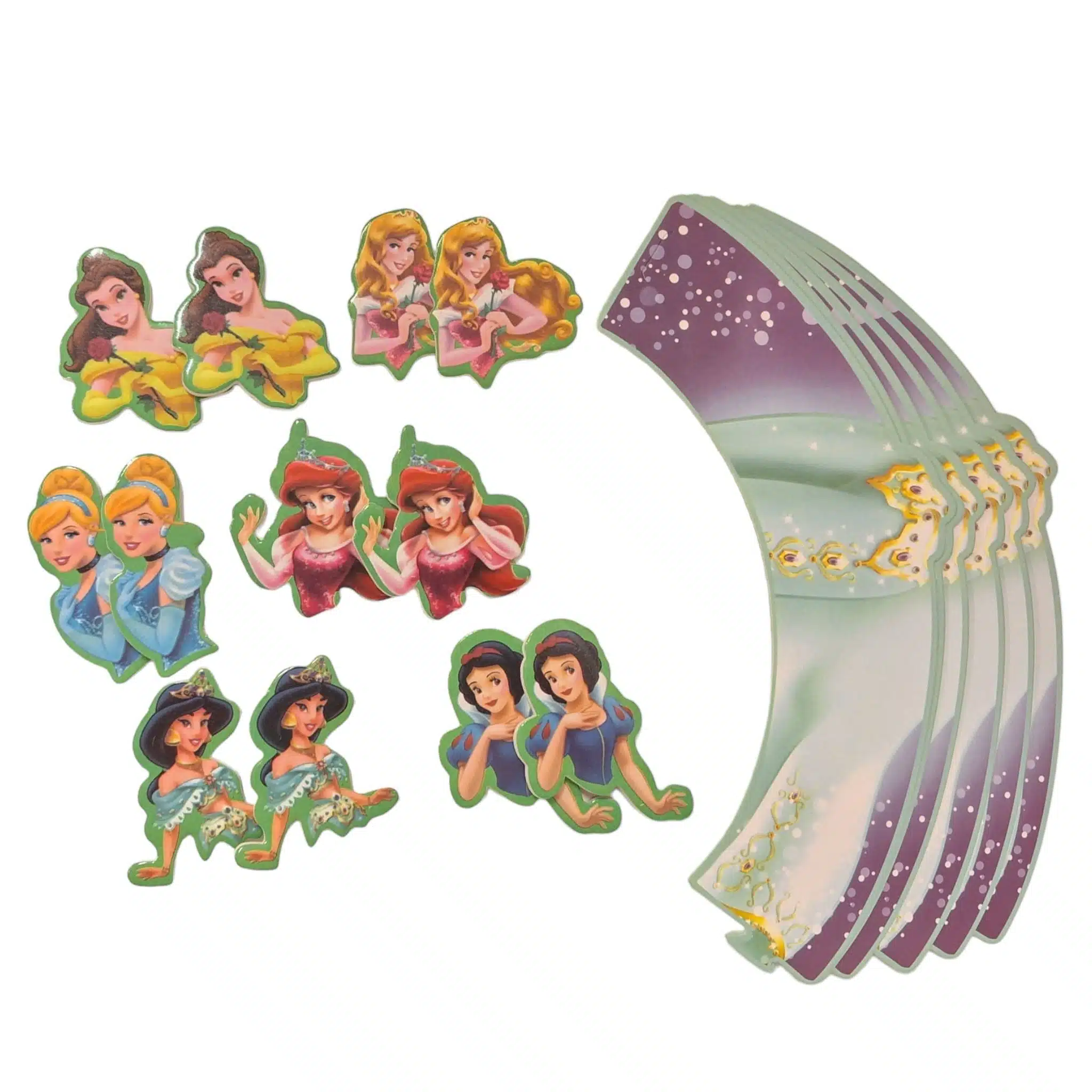 Prinsessen cupcake wrapper + poppetjes set 12 bij cake, bake & love 5 Prinsessen cupcake wrapper + poppetjes set 12